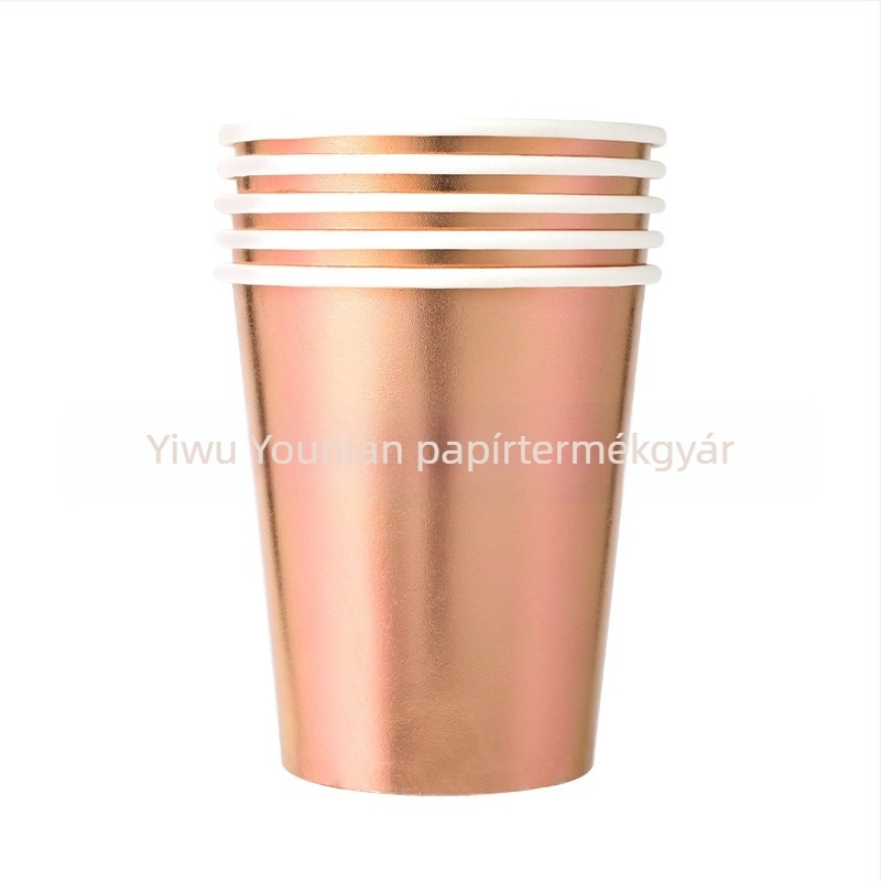 Szivárványos irizáló papírpohár, 9 oz, buli kellék