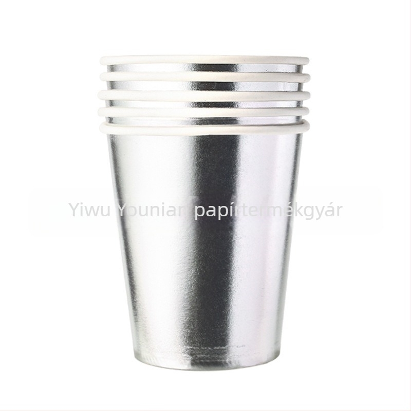 Szivárványos irizáló papírpohár, 9 oz, buli kellék