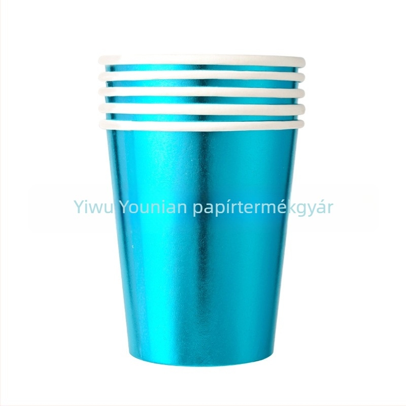 Szivárványos irizáló papírpohár, 9 oz, buli kellék