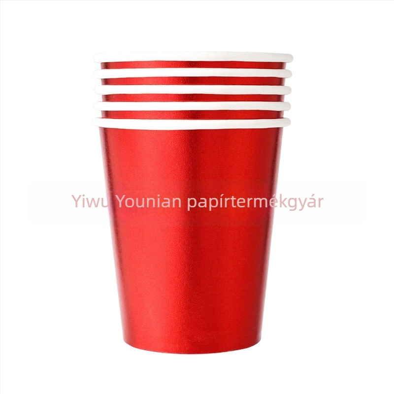 Szivárványos irizáló papírpohár, 9 oz, buli kellék