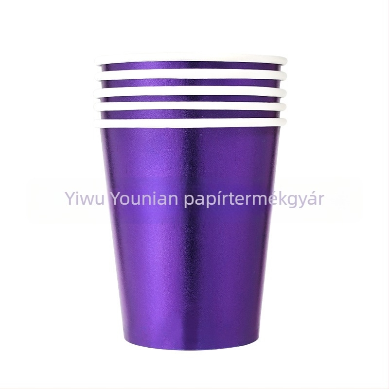 Szivárványos irizáló papírpohár, 9 oz, buli kellék