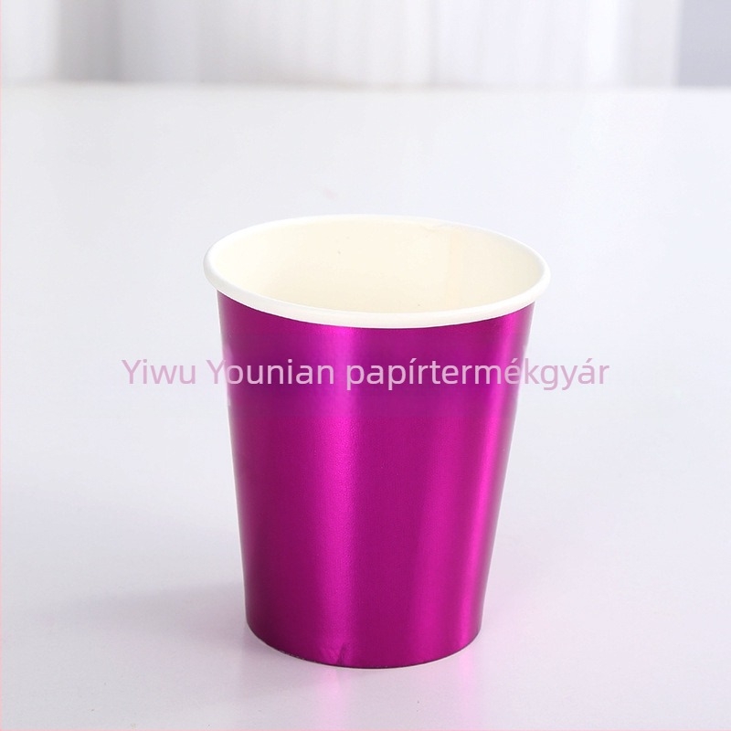 Szivárványos irizáló papírpohár, 9 oz, buli kellék