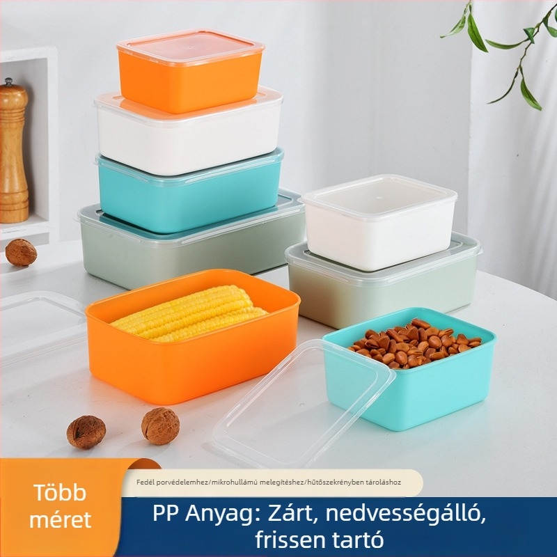 Mikrohullámú sütőben használható műanyag frissességmegőrző doboz hűtőszekrényhez és fagyasztóhoz, élelmiszer-minőségű, fedéllel, 1–2 L