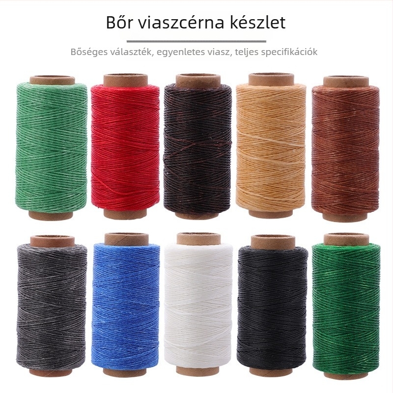 Lapos viaszolt zsinór bőrhöz, 200 m hosszú tekercs, kézi varrás