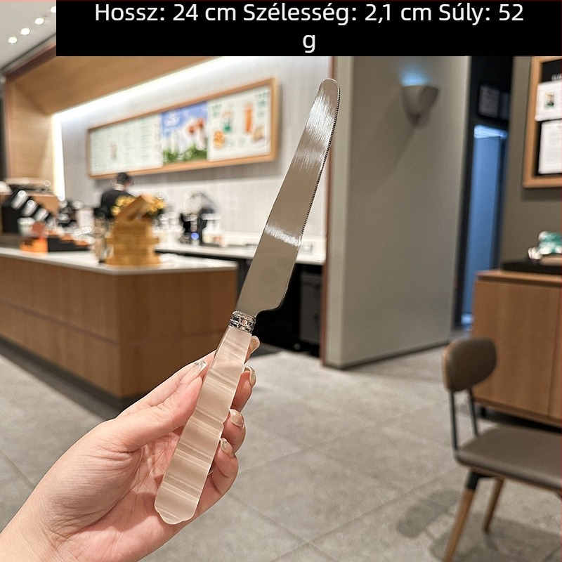 Gyöngyházfehér akril nyélű kés, villa és kanál 304 rozsdamentes acélból – nyugati stílusú otthoni étkezéshez