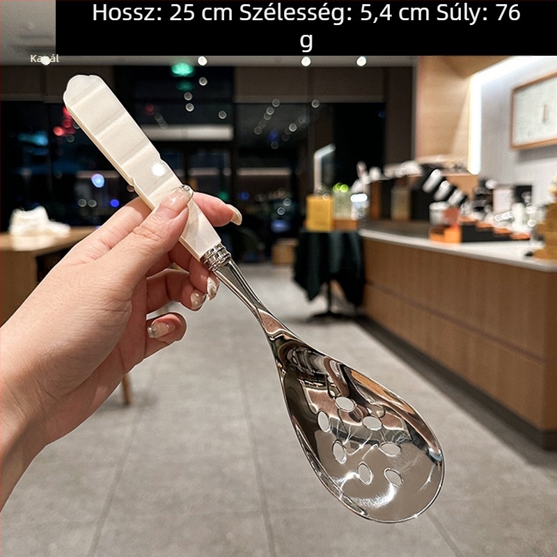 Gyöngyházfehér akril nyélű kés, villa és kanál 304 rozsdamentes acélból – nyugati stílusú otthoni étkezéshez