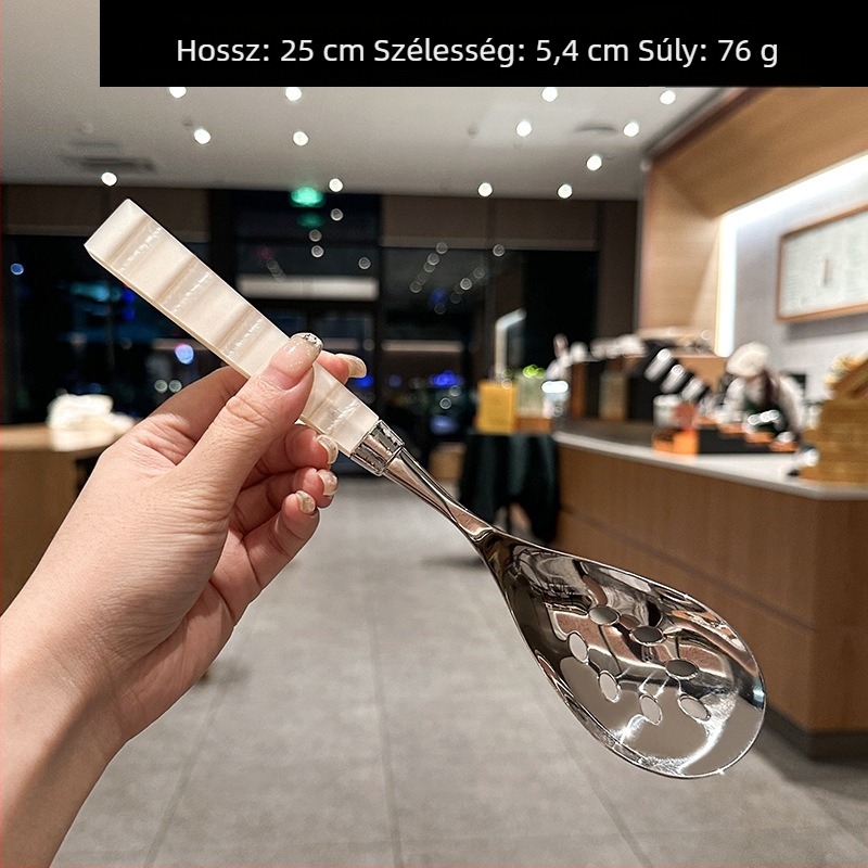 Gyöngyházfehér akril nyélű kés, villa és kanál 304 rozsdamentes acélból – nyugati stílusú otthoni étkezéshez