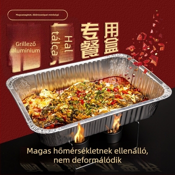 Grillált hal ételrendeléshez – melegíthető, egyszer használatos doboz, vastagított téglalap alakú alumíniumfóliás doboz