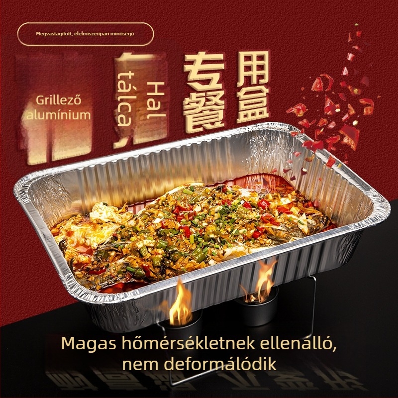 Grillált hal ételrendeléshez – melegíthető, egyszer használatos doboz, vastagított téglalap alakú alumíniumfóliás doboz