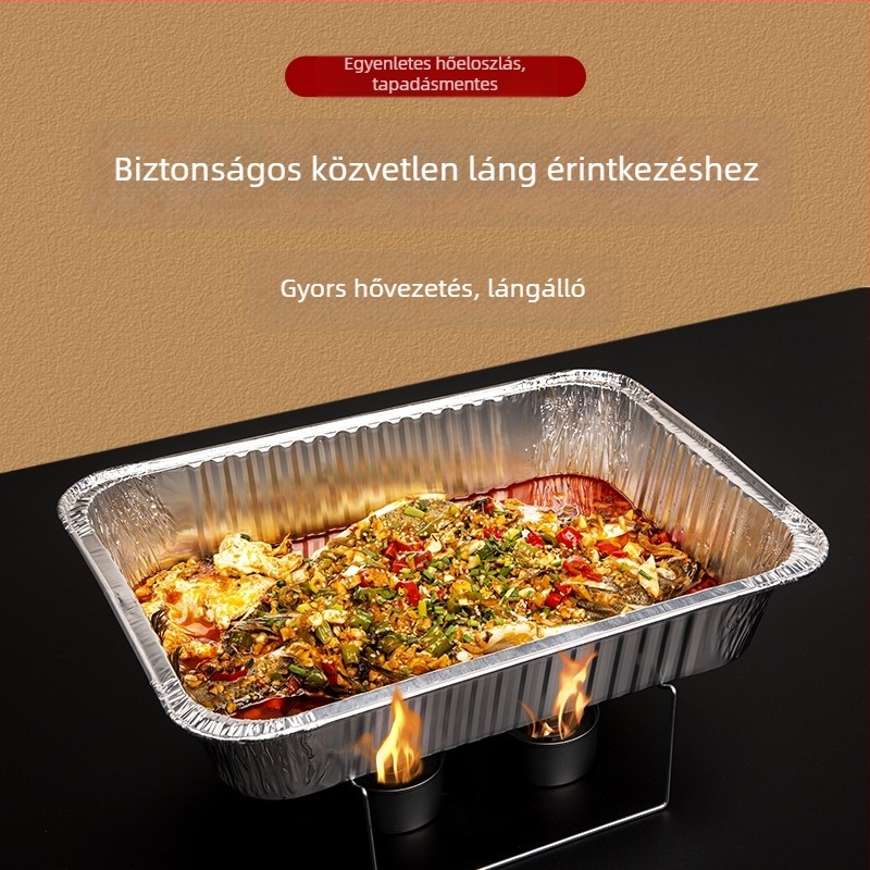 Grillált hal ételrendeléshez – melegíthető, egyszer használatos doboz, vastagított téglalap alakú alumíniumfóliás doboz