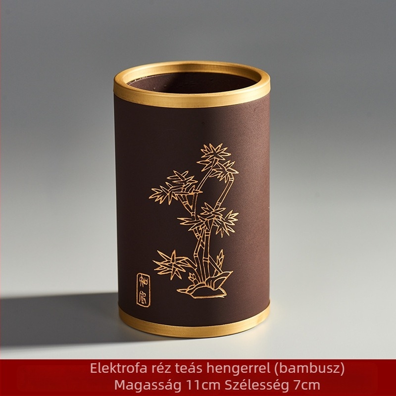 Hat úriember teaceremónia készlet – Kung-Fu tea kellékek, sárgarézből készült teáscsipesz és teáskanál, Tea művészete, Prémium minőség