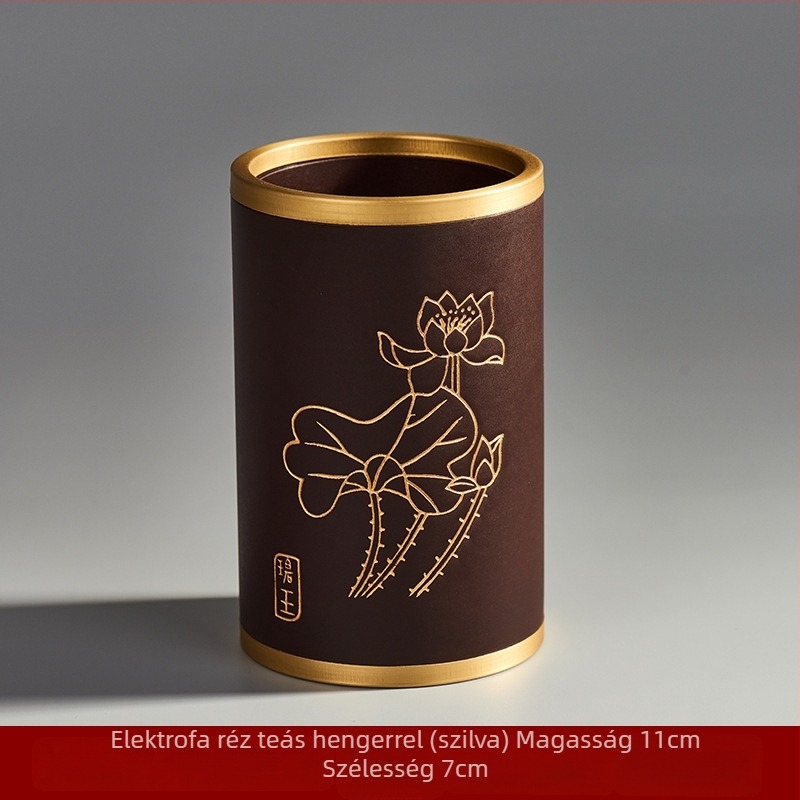 Hat úriember teaceremónia készlet – Kung-Fu tea kellékek, sárgarézből készült teáscsipesz és teáskanál, Tea művészete, Prémium minőség