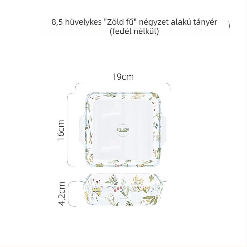 Üvegből készült ételtároló edény fedővel, magas hőmérsékletnek ellenálló, hengeres formájú, 501–800 ml, mikrózható.