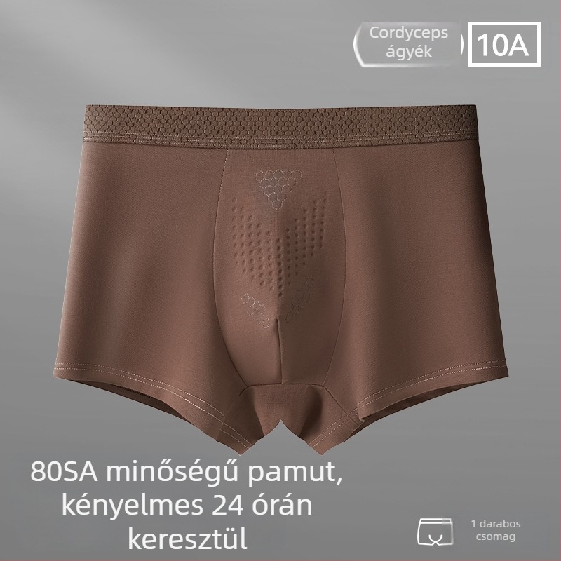 Férfi pamut boxer alsó, lélegző, antibakteriális, nagy méret, középmagas derekú, egyszínű
