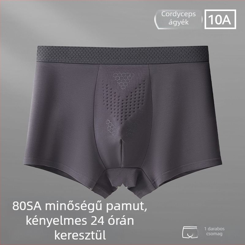 Férfi pamut boxer alsó, lélegző, antibakteriális, nagy méret, középmagas derekú, egyszínű