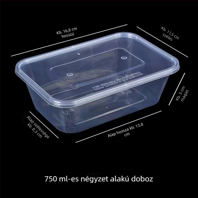 Egyszer használatos ebédes doboz fedővel és chopsticks készlettel – vastagított műanyag elviteles doboz rizshez és rizstészta tekercsekhez