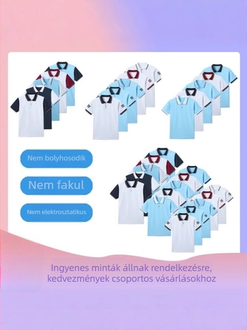 Nyári iskolai egyenruha készlet általános és középiskolások számára – rövid ujjú pamut póló és nadrág, testreszabható