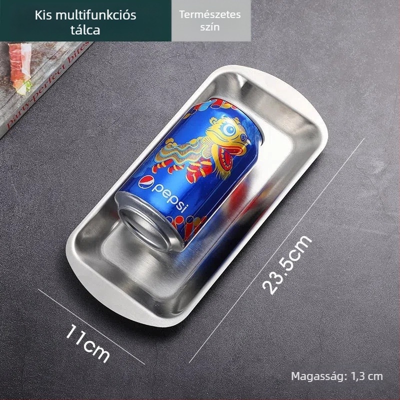 Rozsdamentes acél grill lemez, téglalap alakú tálca, sokoldalú tál, arany színű, koreai stílus