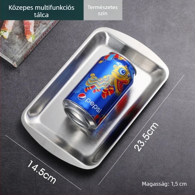 Rozsdamentes acél grill lemez, téglalap alakú tálca, sokoldalú tál, arany színű, koreai stílus