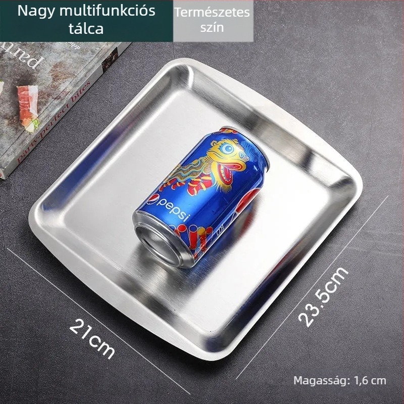 Rozsdamentes acél grill lemez, téglalap alakú tálca, sokoldalú tál, arany színű, koreai stílus