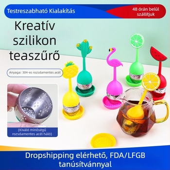 Leválasztható teainfúzor 304 rozsdamentes acélból, szilikon fogantyúval