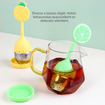 Leválasztható teainfúzor 304 rozsdamentes acélból, szilikon fogantyúval