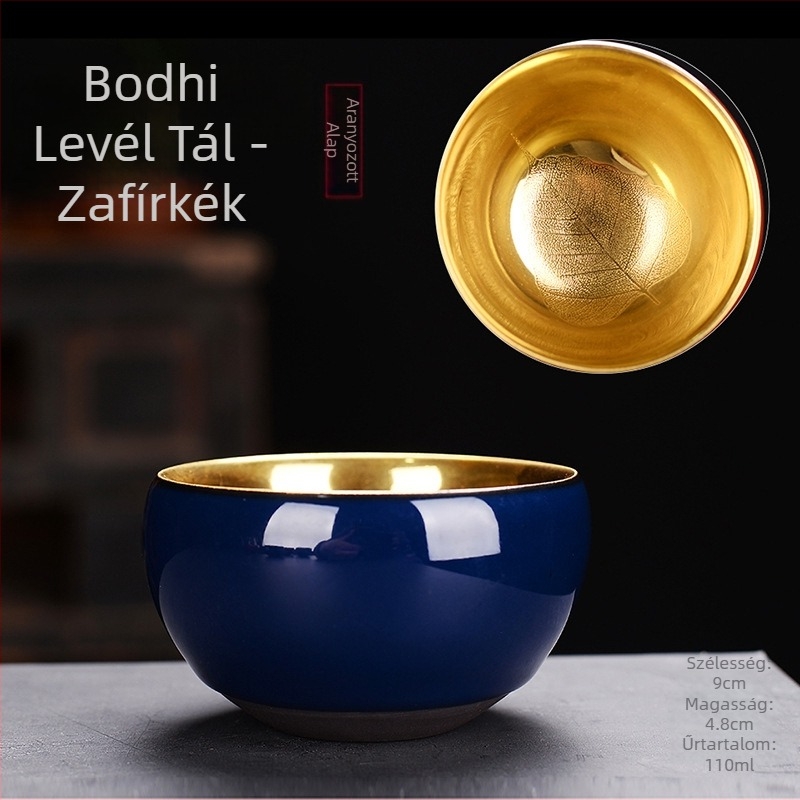 24K aranyozott porcelán teás pohár aranyfa levél mintával, kézzel készített kóstoló pohár