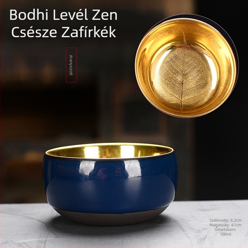 24K aranyozott porcelán teás pohár aranyfa levél mintával, kézzel készített kóstoló pohár