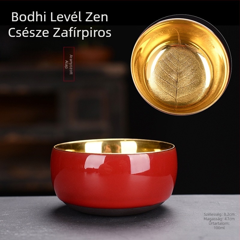 24K aranyozott porcelán teás pohár aranyfa levél mintával, kézzel készített kóstoló pohár