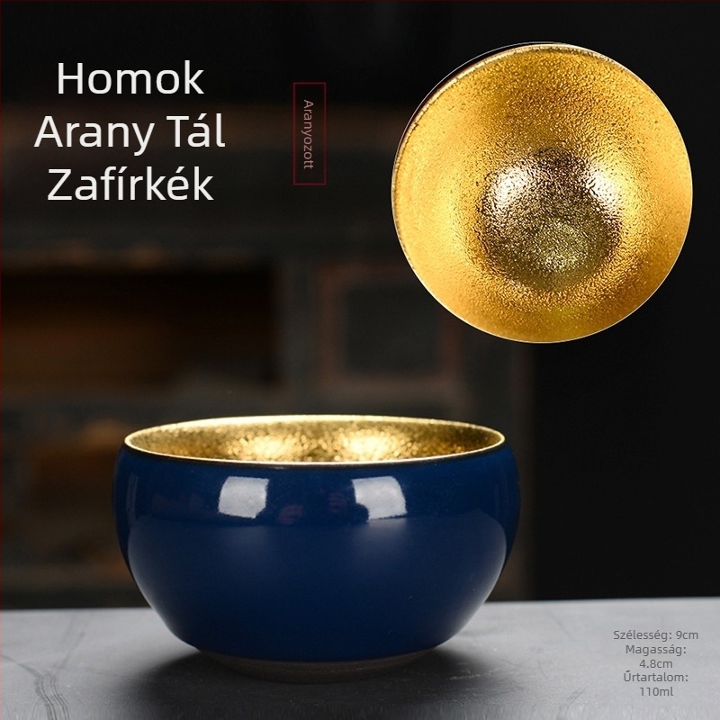 24K aranyozott porcelán teás pohár aranyfa levél mintával, kézzel készített kóstoló pohár