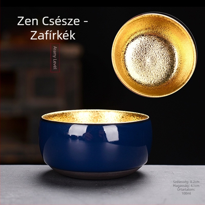 24K aranyozott porcelán teás pohár aranyfa levél mintával, kézzel készített kóstoló pohár