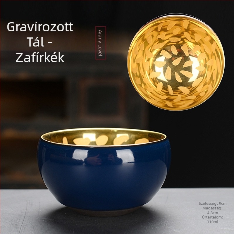 24K aranyozott porcelán teás pohár aranyfa levél mintával, kézzel készített kóstoló pohár