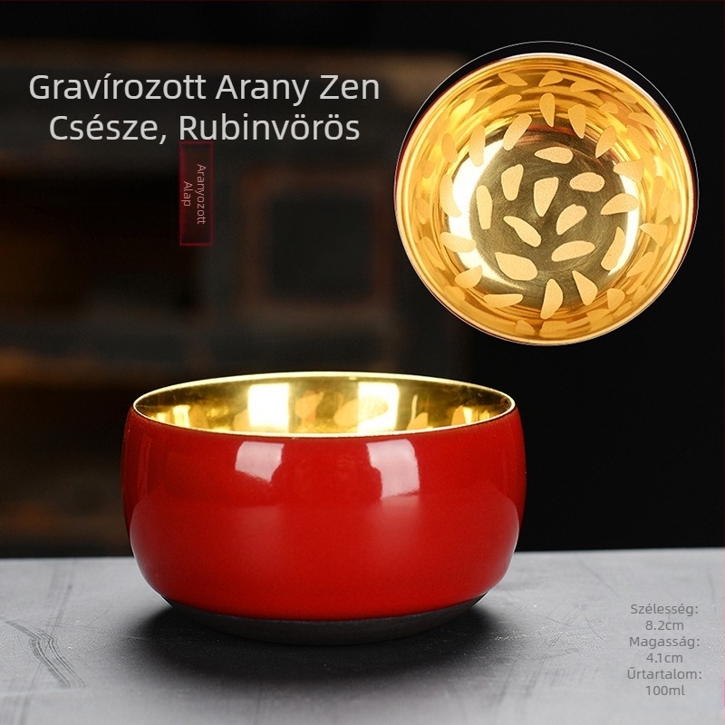 24K aranyozott porcelán teás pohár aranyfa levél mintával, kézzel készített kóstoló pohár