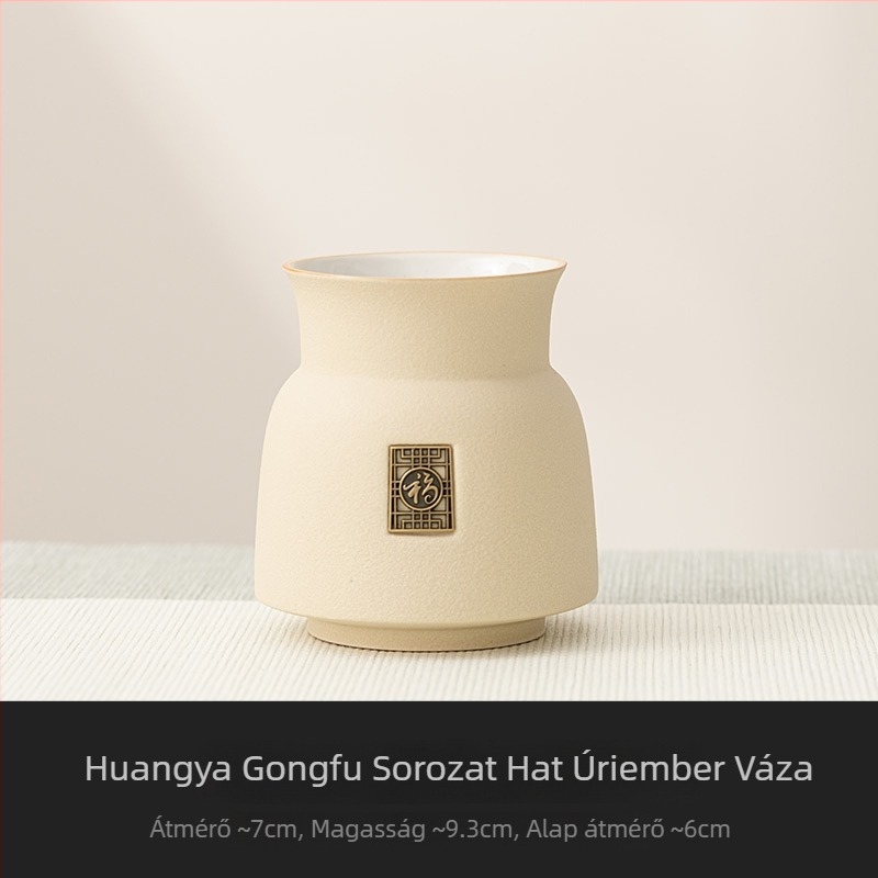 Beige Gongfu tea ceremóniás készlet: hat darabos tea ceremóniás kiegészítők, teáskés, teás csipesz, ecset és egyéb eszközök a tea elkészítéséhez