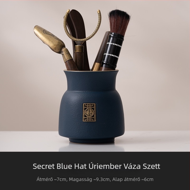 Beige Gongfu tea ceremóniás készlet: hat darabos tea ceremóniás kiegészítők, teáskés, teás csipesz, ecset és egyéb eszközök a tea elkészítéséhez
