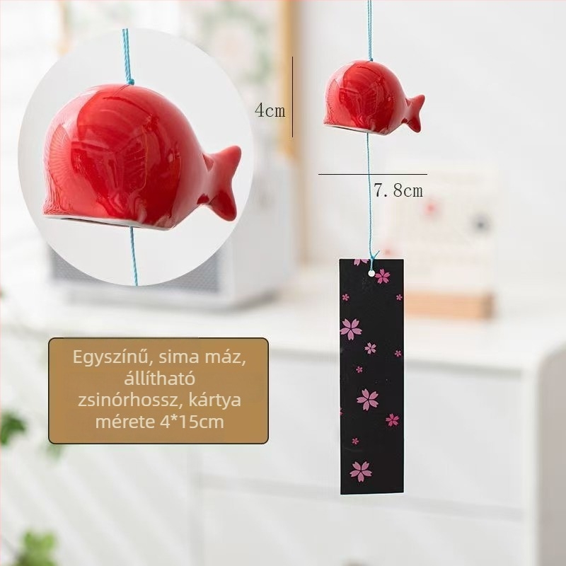 Japán kerámiás szélharang – modern, friss dekoráció hálószobához, erkélyhez vagy ablakhoz