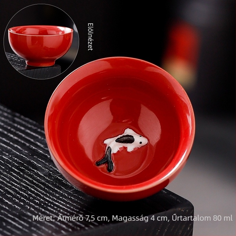 Kemencés mázas porcelán teáskészlet, kis teáscsészékkel és tálakkal, japán stílusban