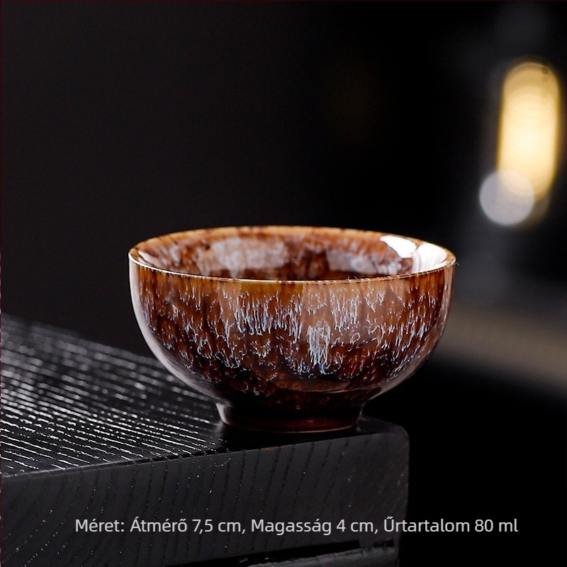 Kemencés mázas porcelán teáskészlet, kis teáscsészékkel és tálakkal, japán stílusban