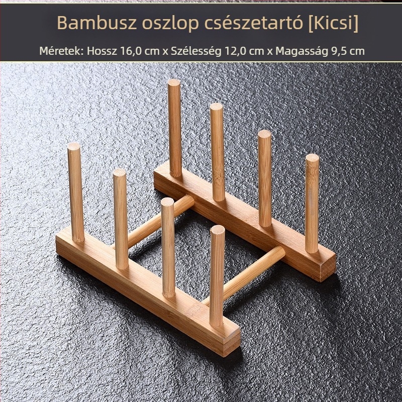 Tömörfa teáscsésze tartó állvány szárító tálcával, teaceremónia kiegészítők