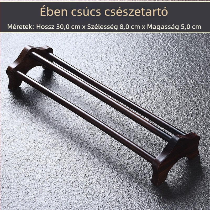 Tömörfa teáscsésze tartó állvány szárító tálcával, teaceremónia kiegészítők