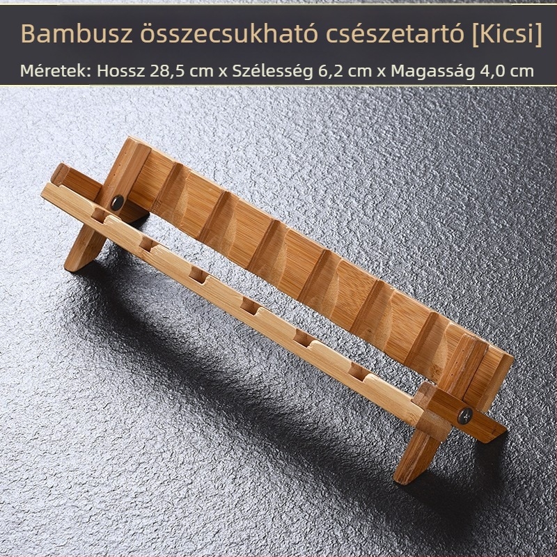 Tömörfa teáscsésze tartó állvány szárító tálcával, teaceremónia kiegészítők