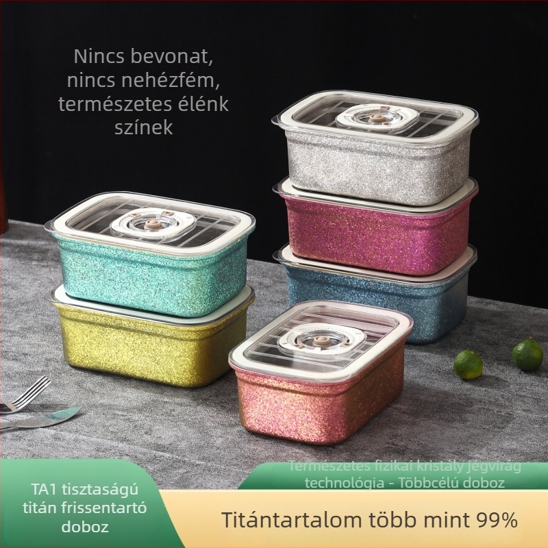 Jin chi T1 titánium élelmiszer-tároló doboz – mikrózható ebédes doboz, zárható, 1–3 L