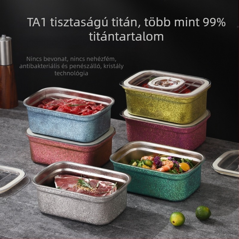 Jin chi T1 titánium élelmiszer-tároló doboz – mikrózható ebédes doboz, zárható, 1–3 L