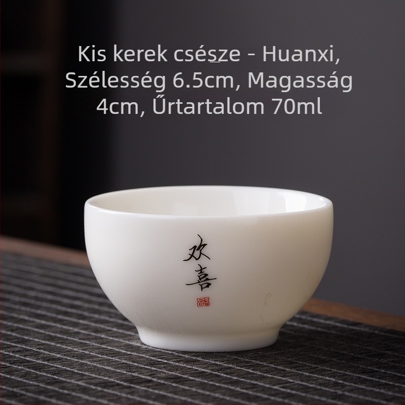Egy teáscsésze fehér porcelánból, Zen felirattal, kínai stílusú vastag falú kerámia