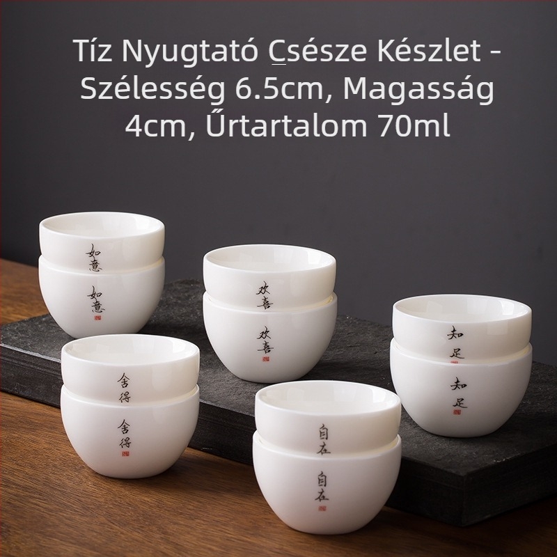 Egy teáscsésze fehér porcelánból, Zen felirattal, kínai stílusú vastag falú kerámia