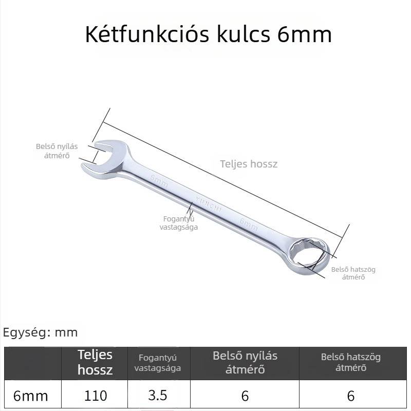 Kétfunkciós kézi kulcs, kétfejű, 13 mm, kombinált nyitott végű kulcs, tükröző felületű 45#-os acélból