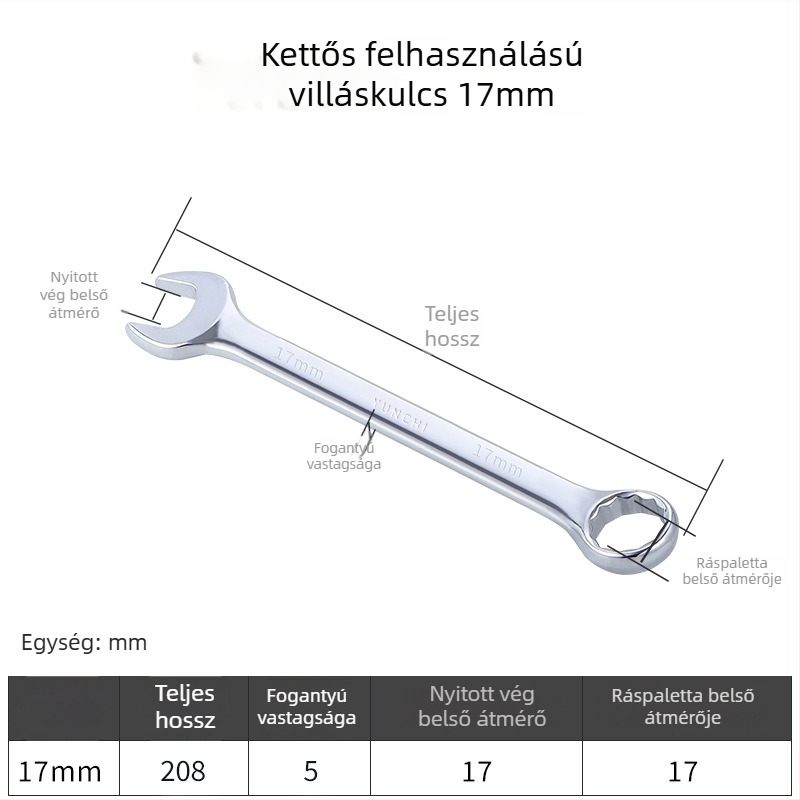 Kétfunkciós kézi kulcs, kétfejű, 13 mm, kombinált nyitott végű kulcs, tükröző felületű 45#-os acélból