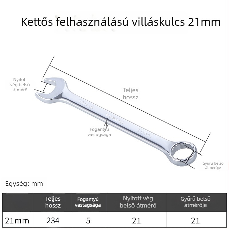 Kétfunkciós kézi kulcs, kétfejű, 13 mm, kombinált nyitott végű kulcs, tükröző felületű 45#-os acélból