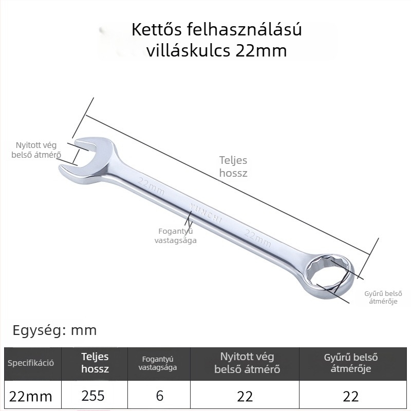 Kétfunkciós kézi kulcs, kétfejű, 13 mm, kombinált nyitott végű kulcs, tükröző felületű 45#-os acélból