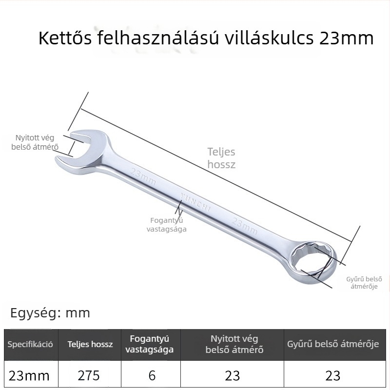 Kétfunkciós kézi kulcs, kétfejű, 13 mm, kombinált nyitott végű kulcs, tükröző felületű 45#-os acélból